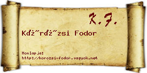 Körözsi Fodor névjegykártya